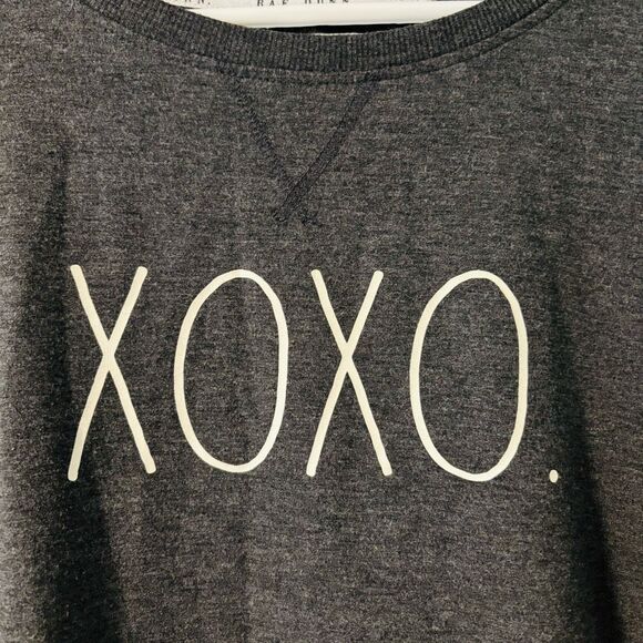 Rae Dunn XOXO charcoal color hi lo soft sweatshirt tunic XL - Picture 2 of 9